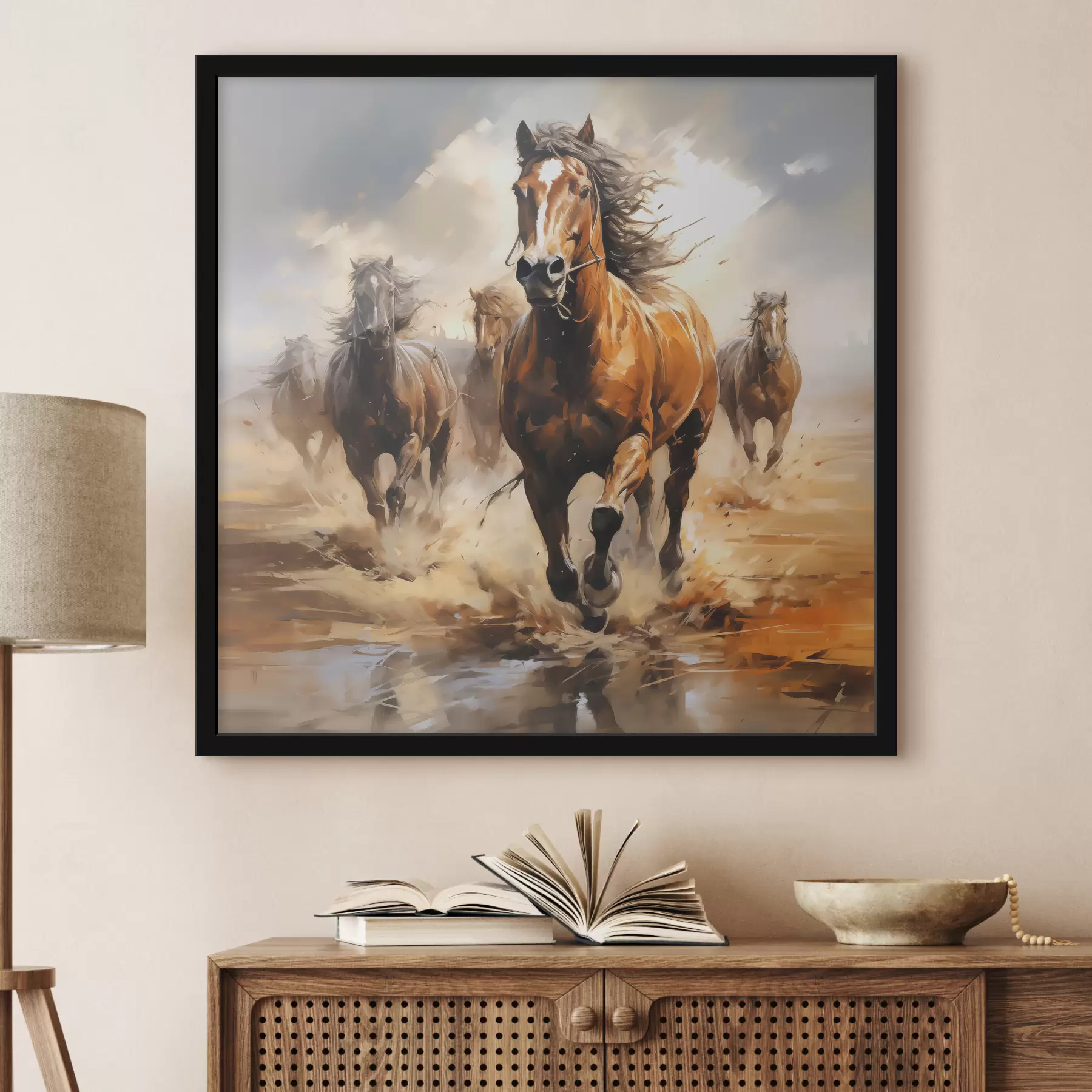  Schilderijen Paarden in galop in de weide olieverfschilderij f39436