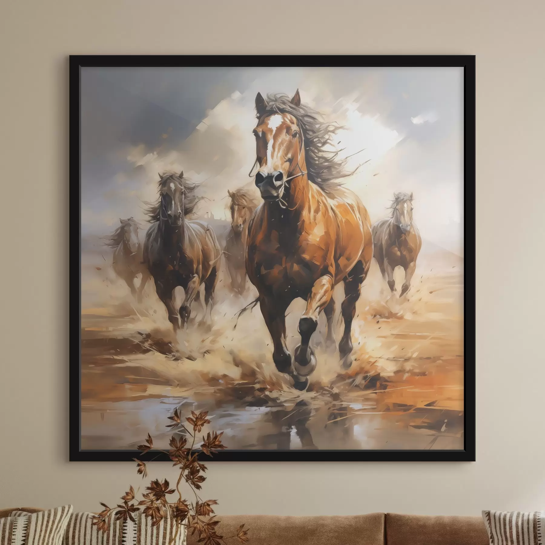  Schilderijen Paarden in galop in de weide olieverfschilderij f39436