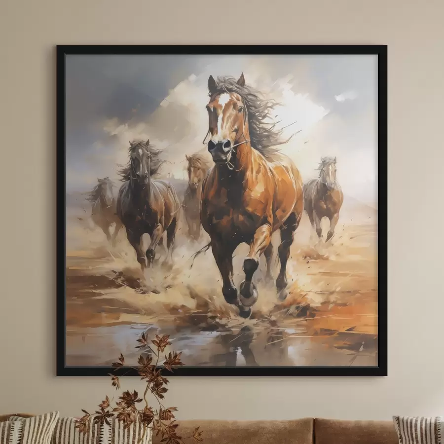  Peintures Chevaux au galop dans la prairie peinture à l'huile f39436