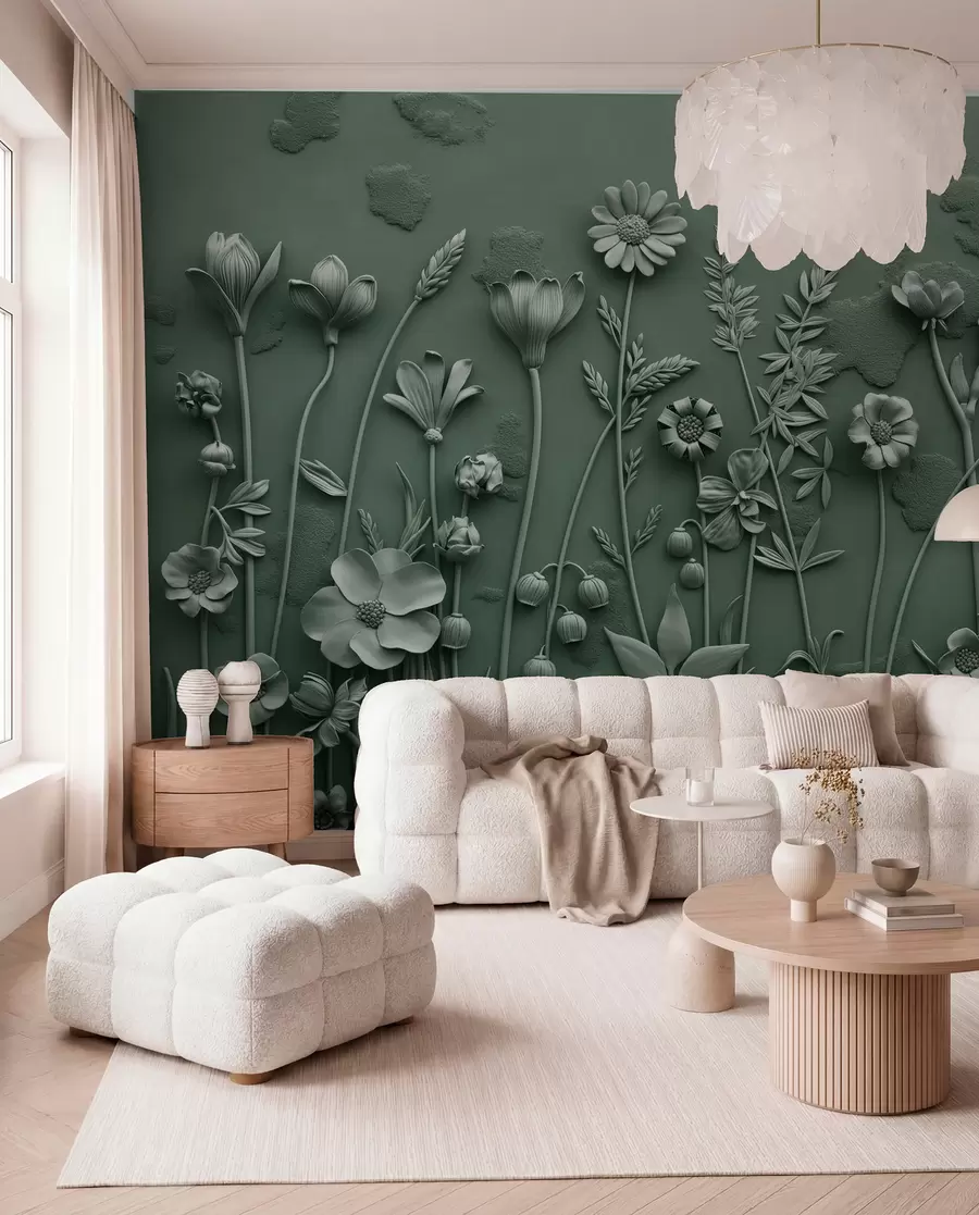 Fotobehang Veld 3D bloemen w07869v2