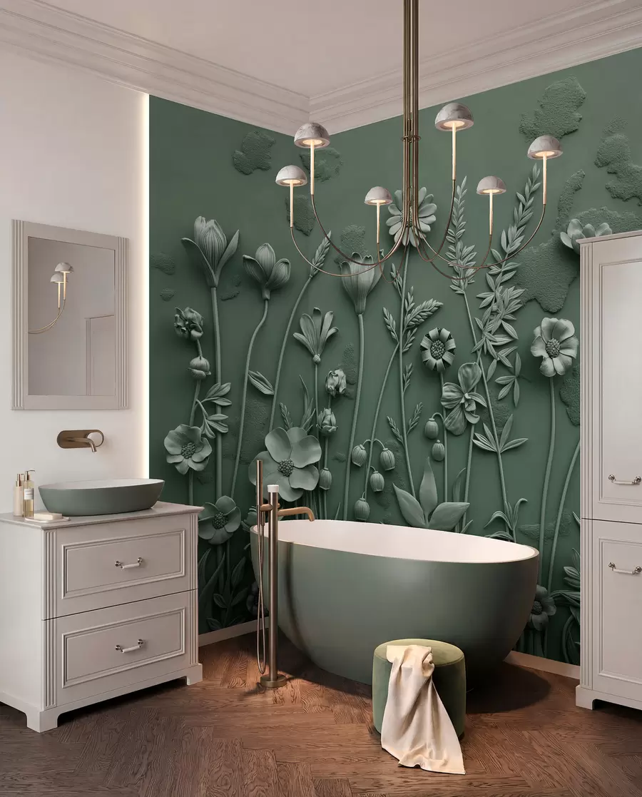 Fotobehang Veld 3D bloemen w07869v2
