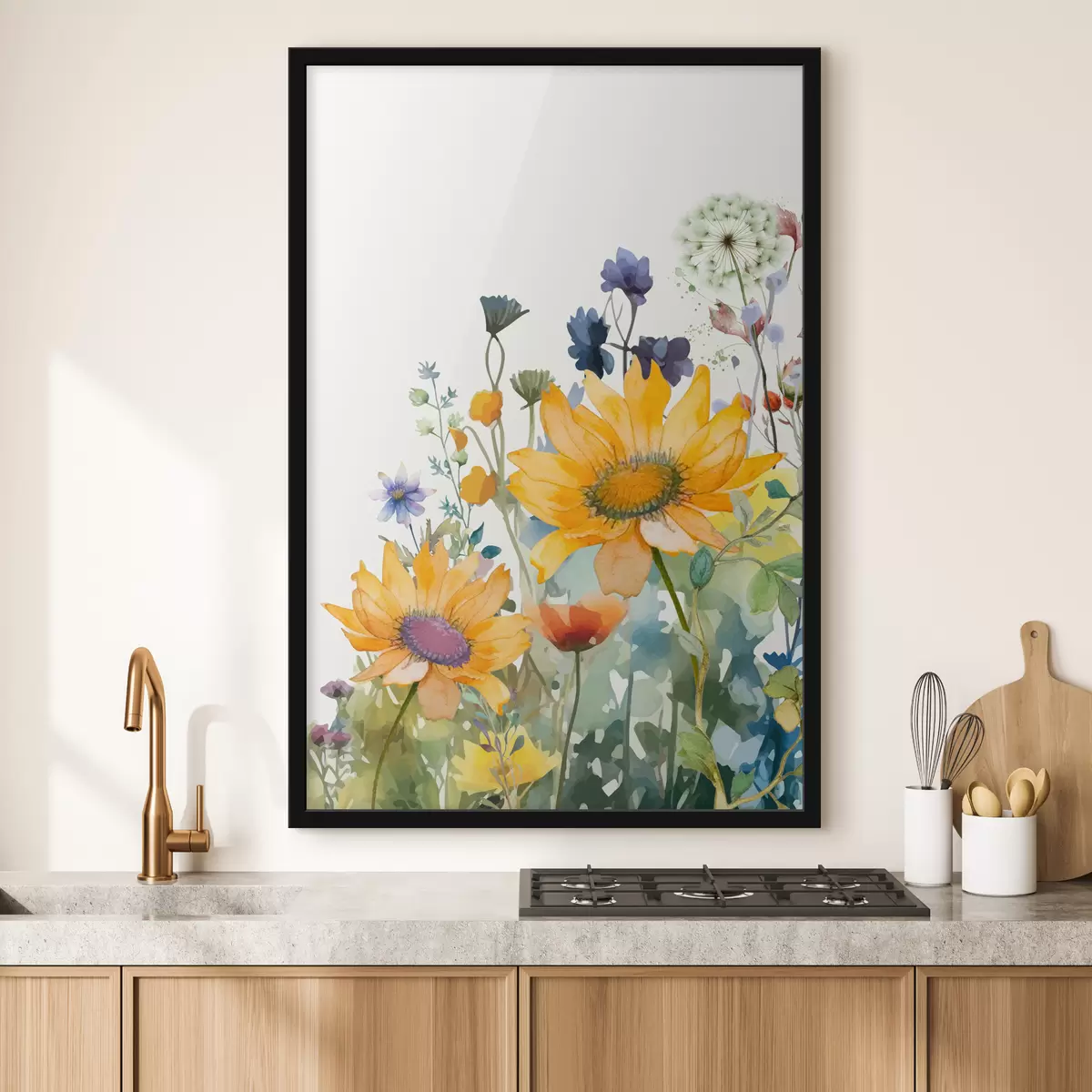 Affiche Fleurs sauvages aquarelles colorées f39338