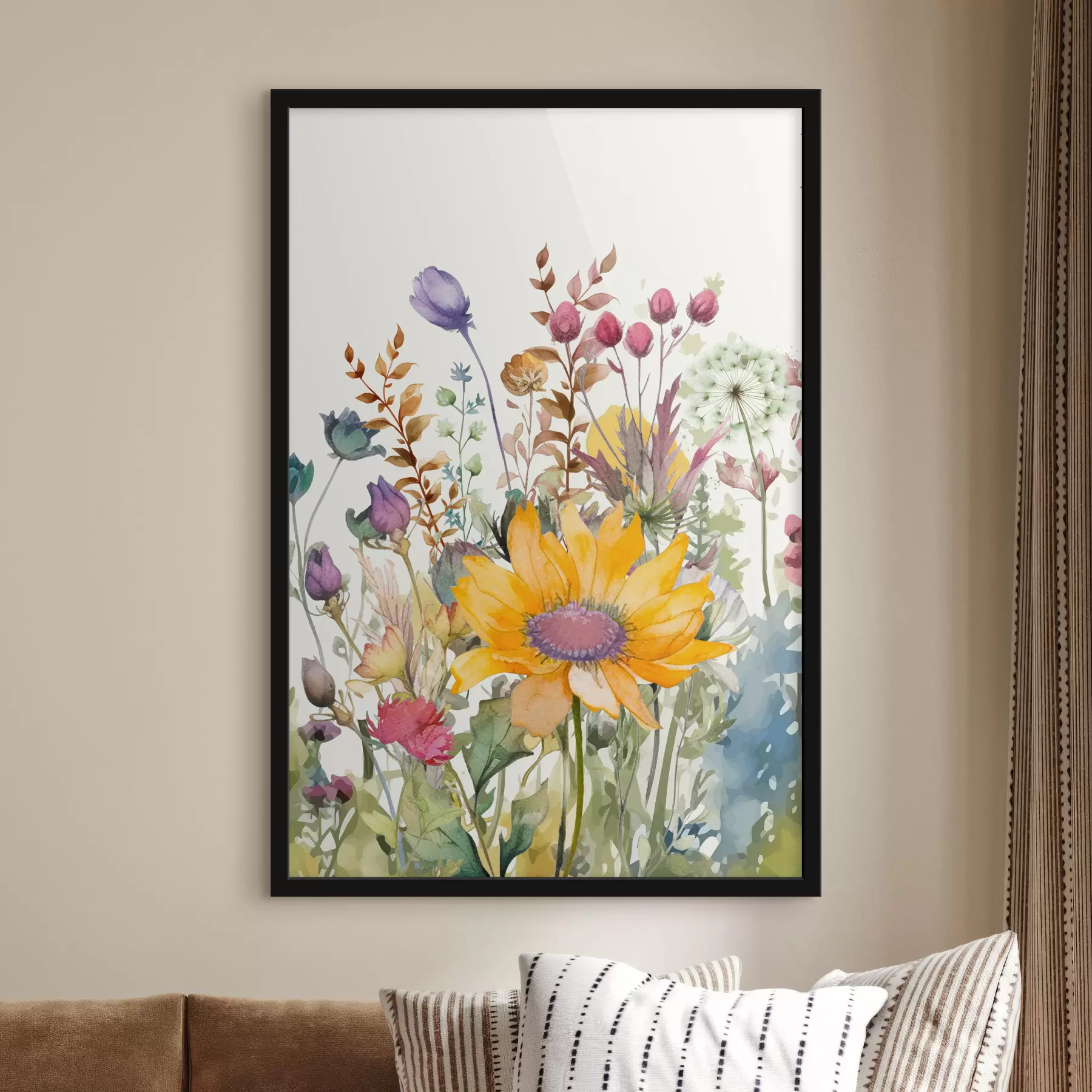 Fotobehang Aquarel wilde bloemen f39339