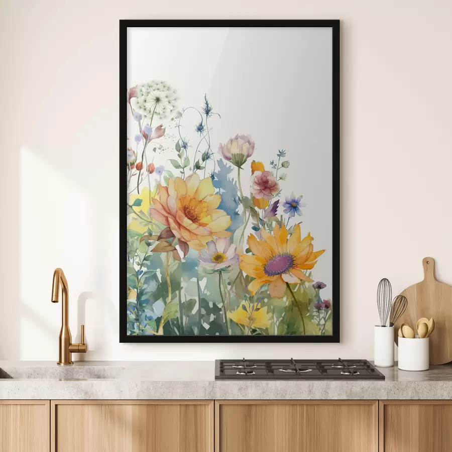 Fotobehang Zomer aquarel wilde bloemen f39340