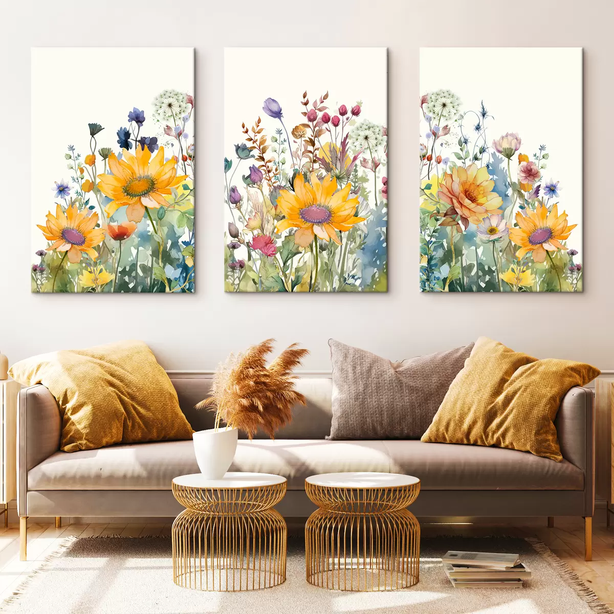  Peintures Fleurs sauvages aquarelles d’été colorées m00333