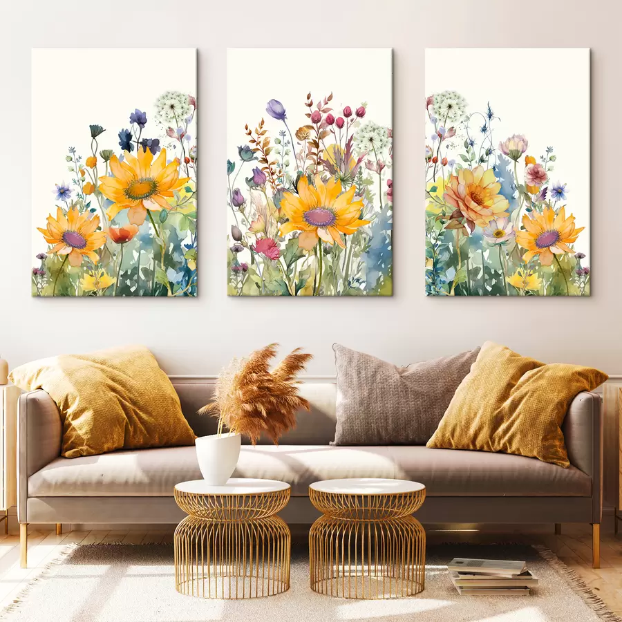  Peintures Fleurs sauvages aquarelles d’été colorées m00333