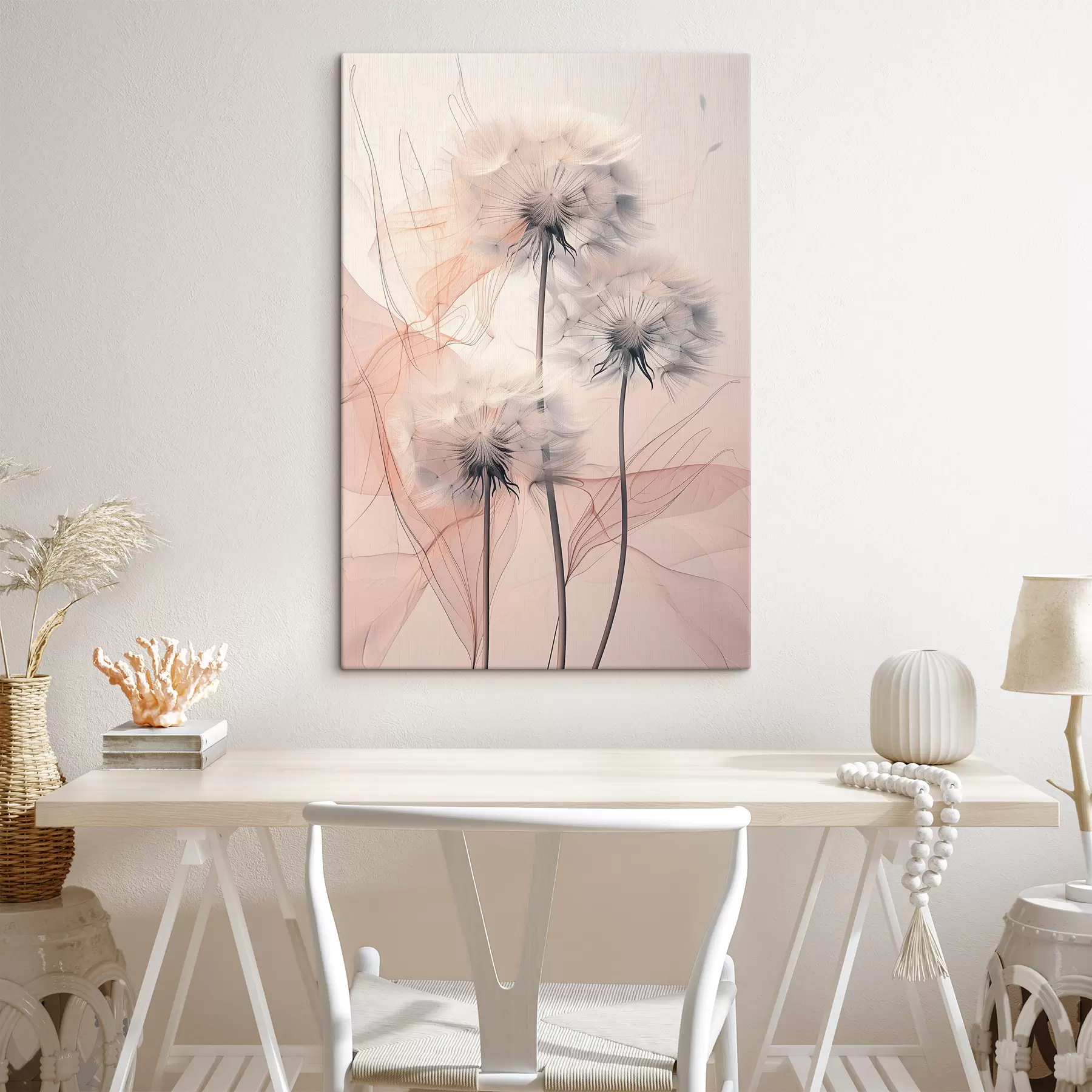 Fotobehang Gevoelige paardebloemen op een abstracte achtergrond s39199