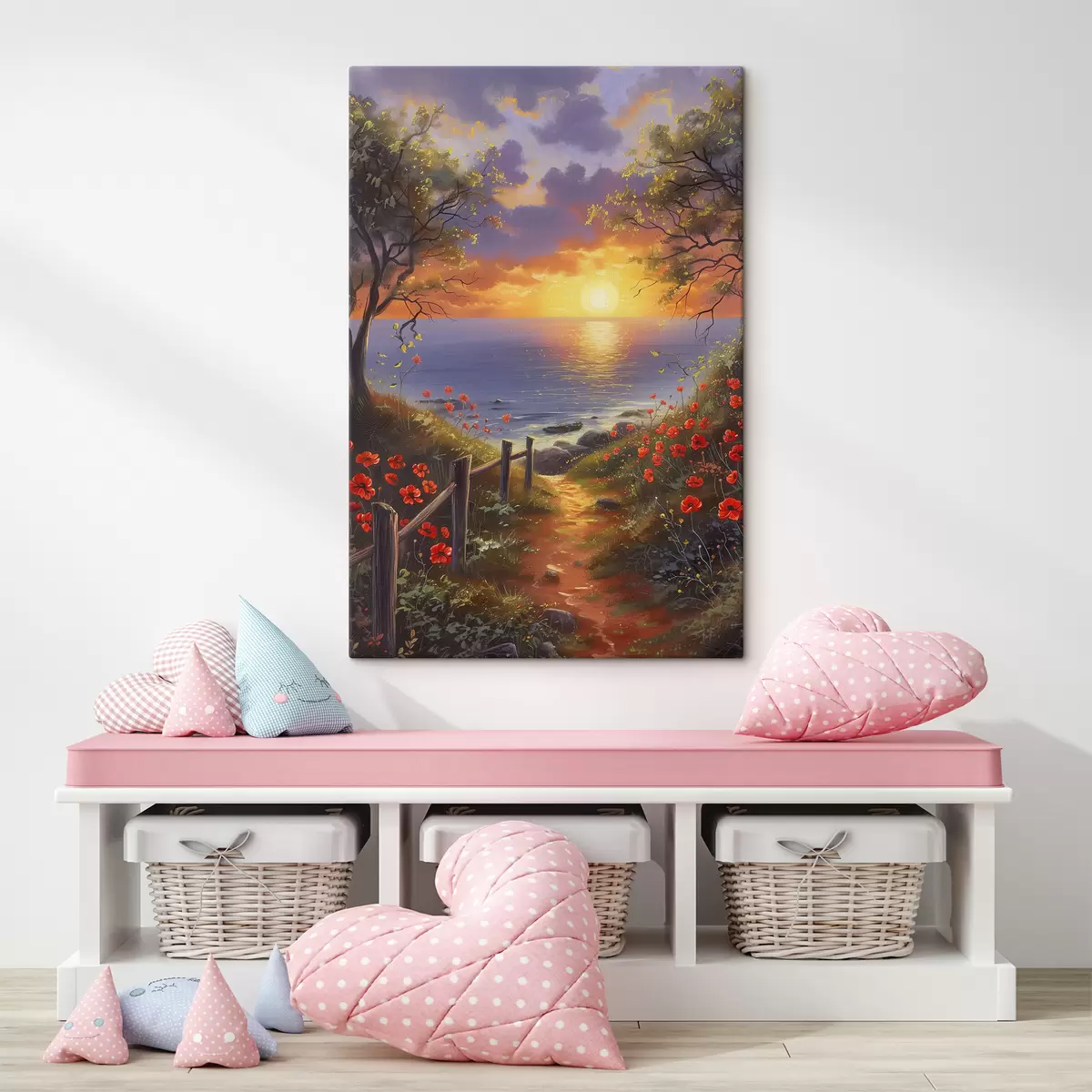  Peintures Magnifique coucher de soleil au bord de l'eau s39200