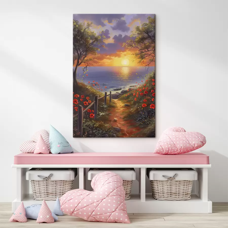  Peintures Magnifique coucher de soleil au bord de l'eau s39200