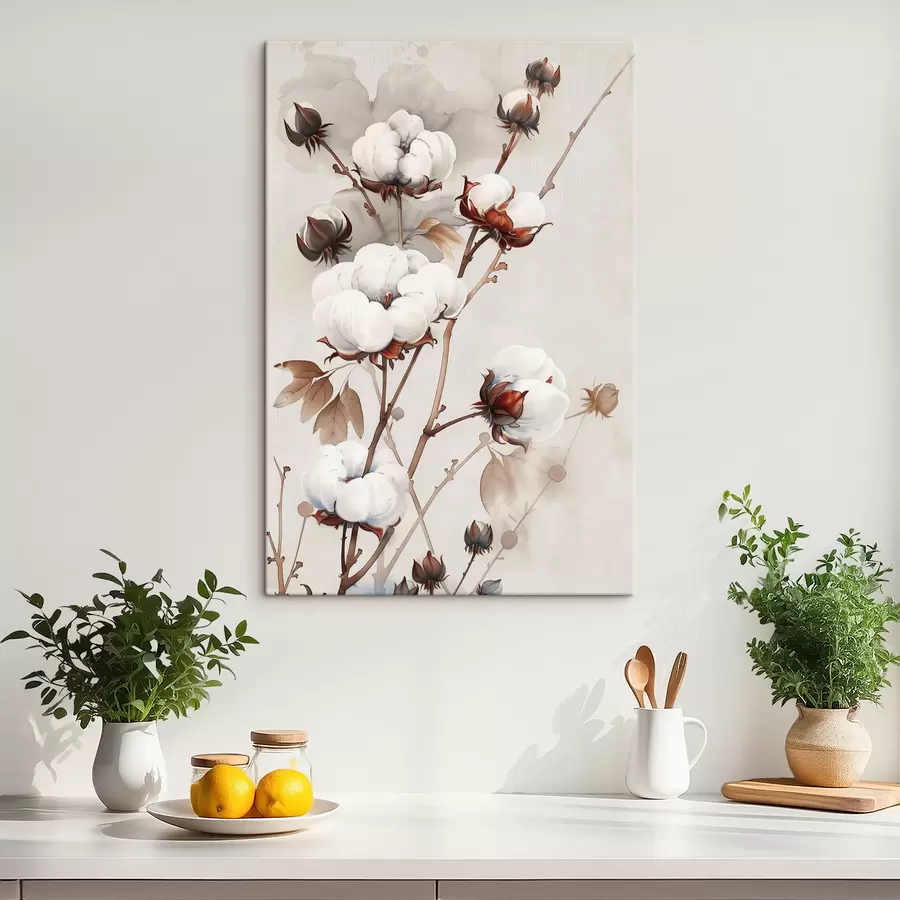  Peintures Branches de coton dans un style aquarelle s39215