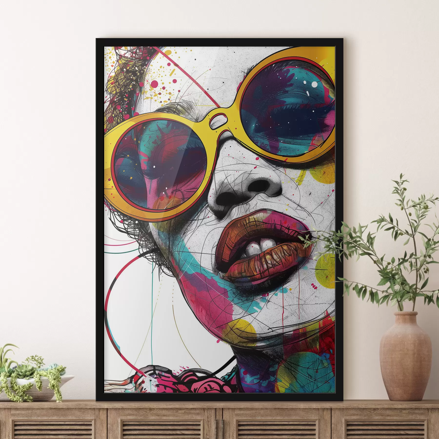  Schilderijen Helder beeld van een meisje in pop-artstijl f39203