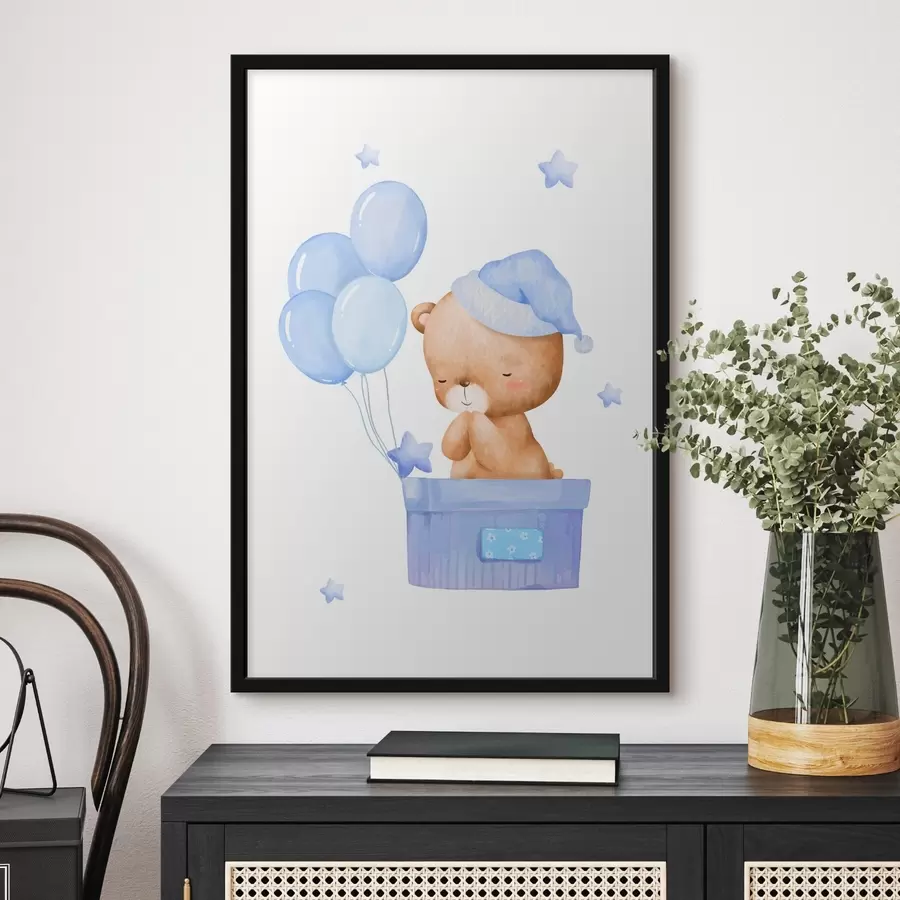 Papier peint photo Adorable ours avec des ballons joyeux f37918v1