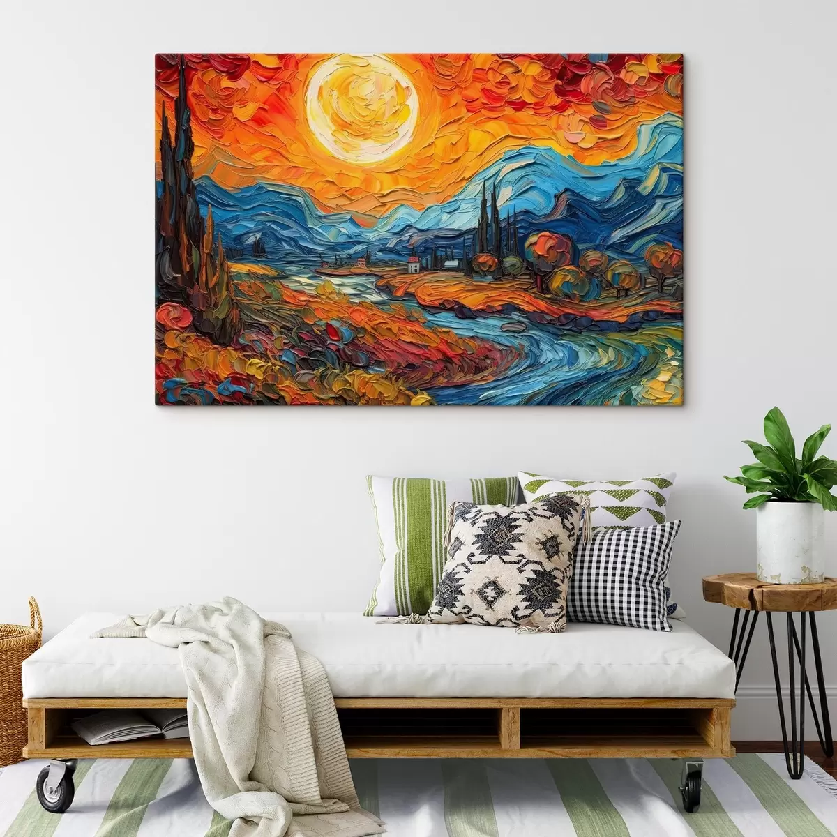  Schilderijen Levendig landschap onder een stralende zon s38057