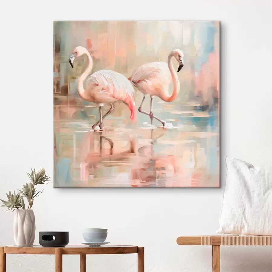  Peintures Deux oiseaux flamants roses s39540
