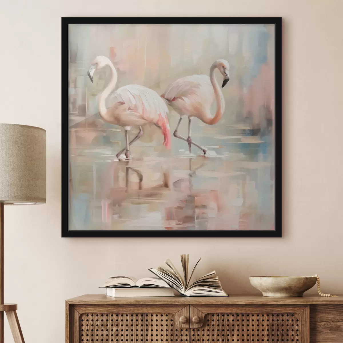 Poster Twee flamingovogels f39540