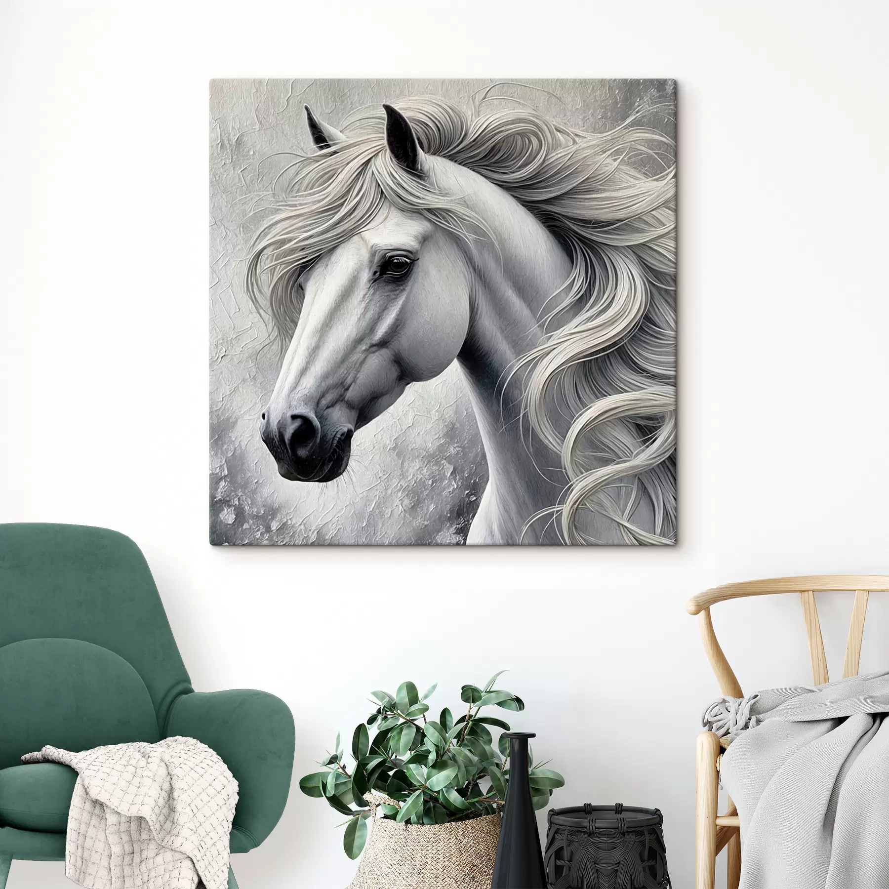  Peintures Portrait d'un cheval blanc s39489
