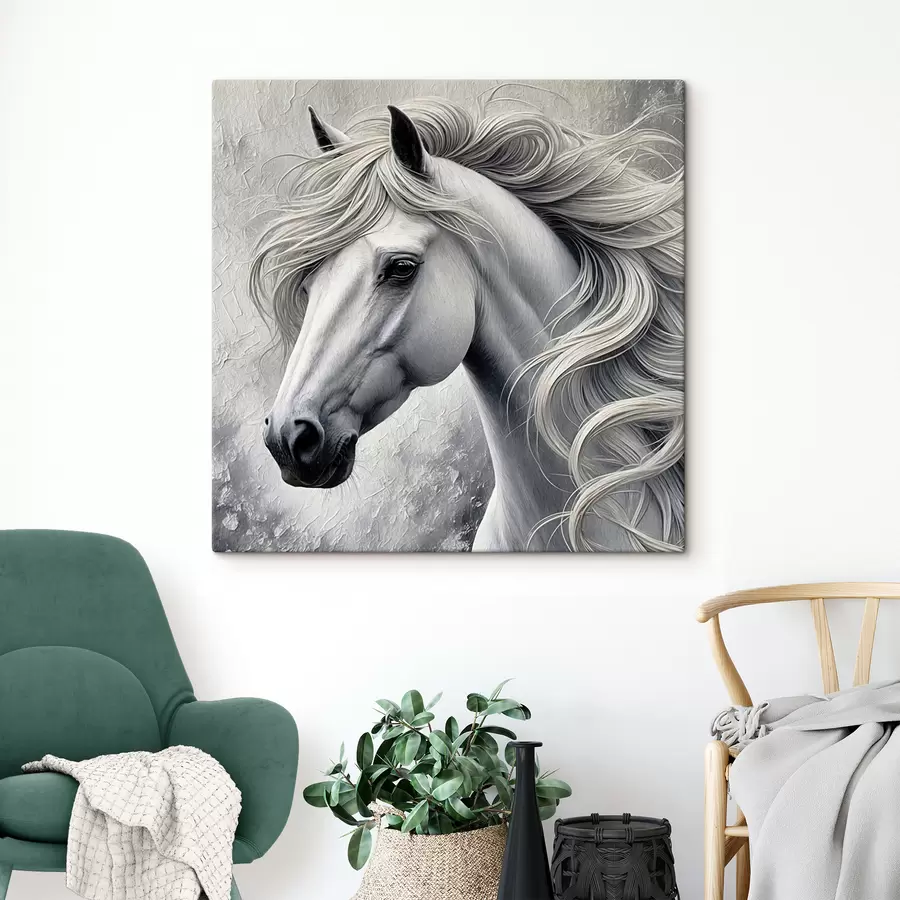  Schilderijen Portret van een wit paard s39489