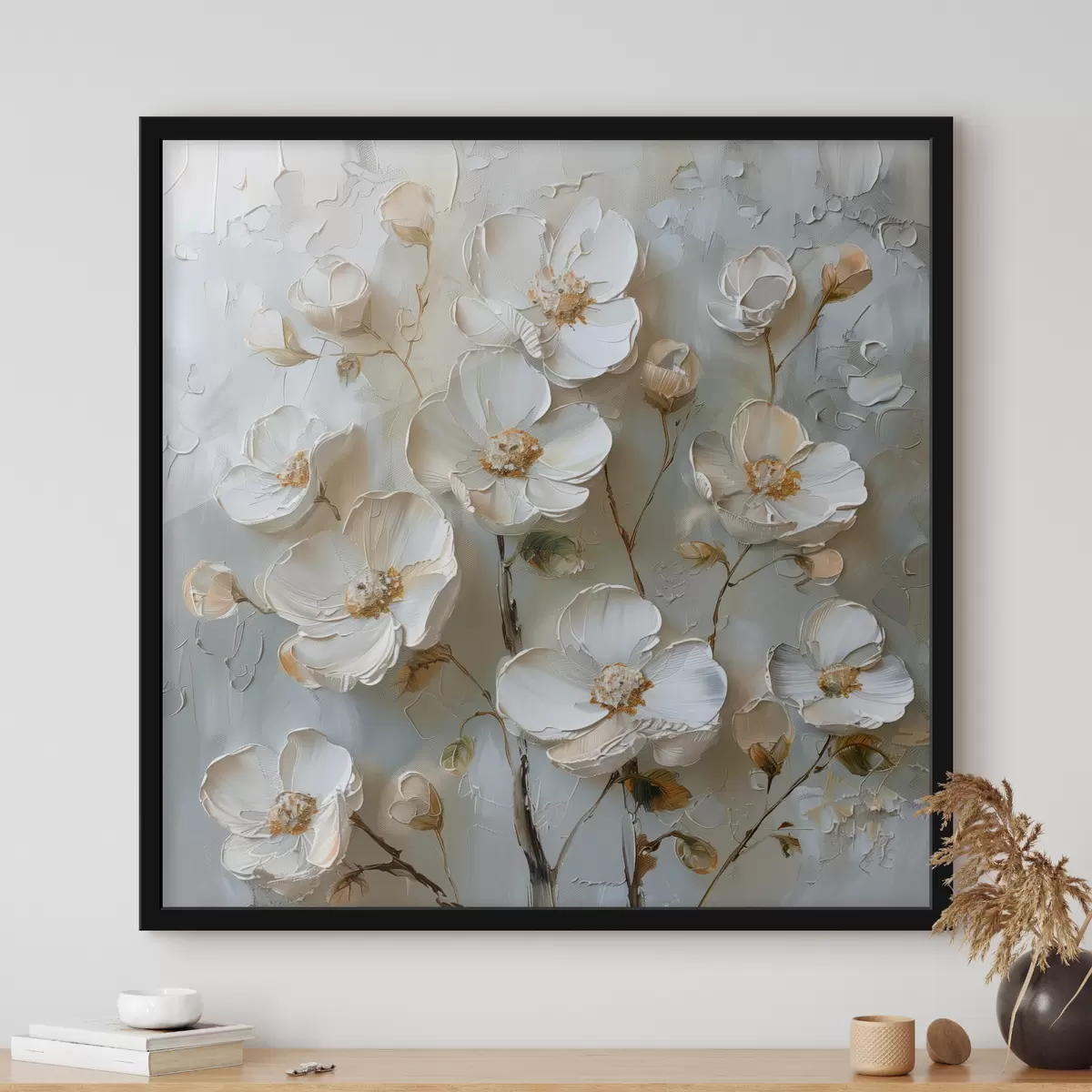 Affiche fleurs blanches f39442