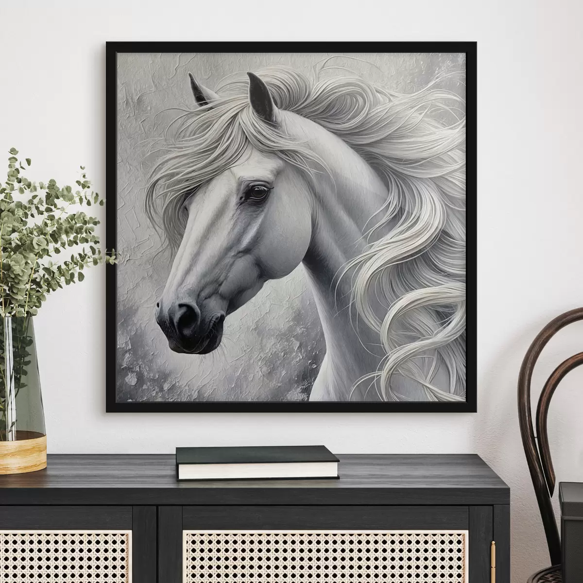 Affiche Portrait d'un cheval blanc f39489