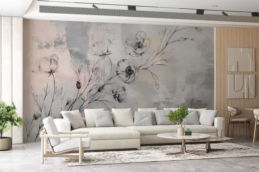 Fotobehang Tak met bloemen w07937