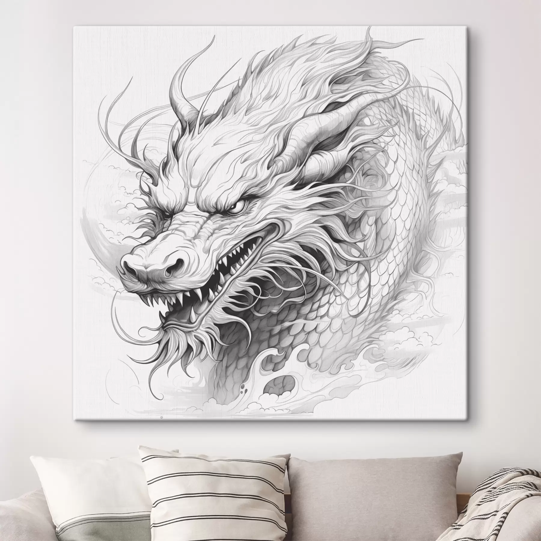  Peintures Dessin au trait dragon de style chinois monochrome s39563