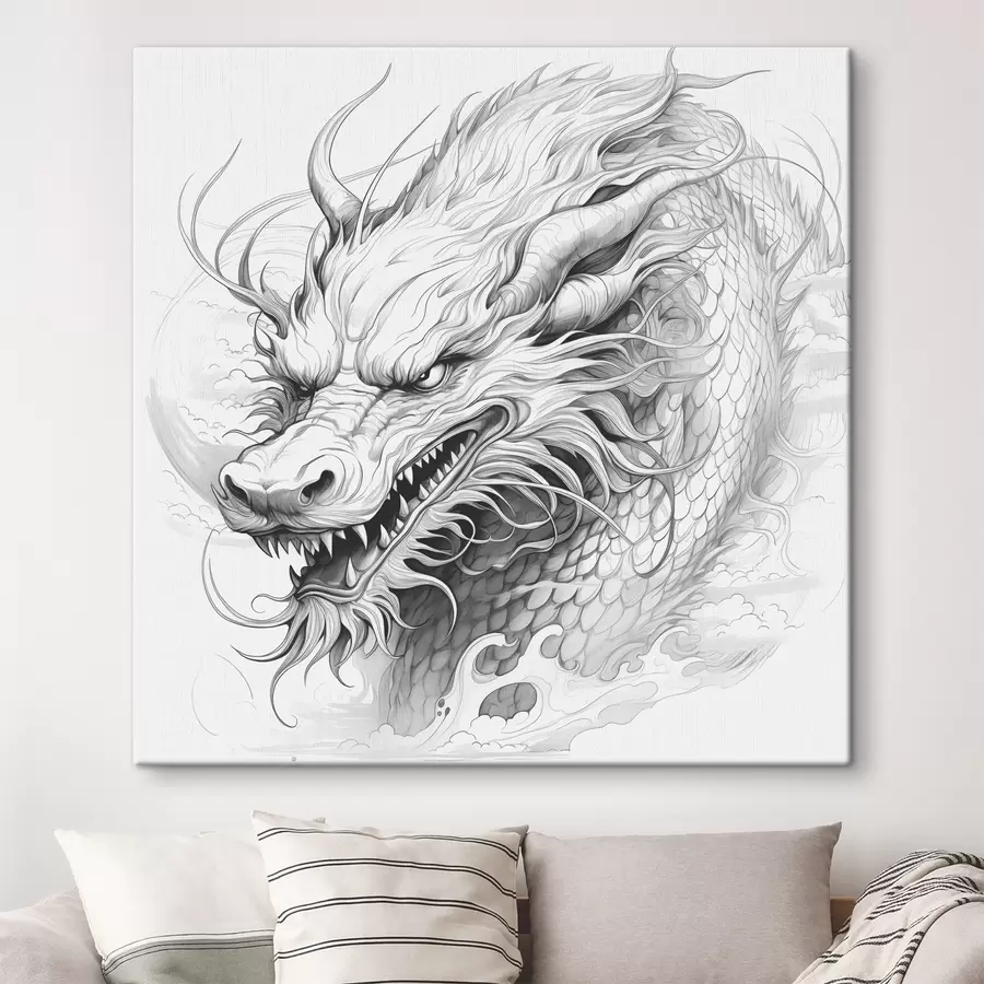  Peintures Dessin au trait dragon de style chinois monochrome s39563