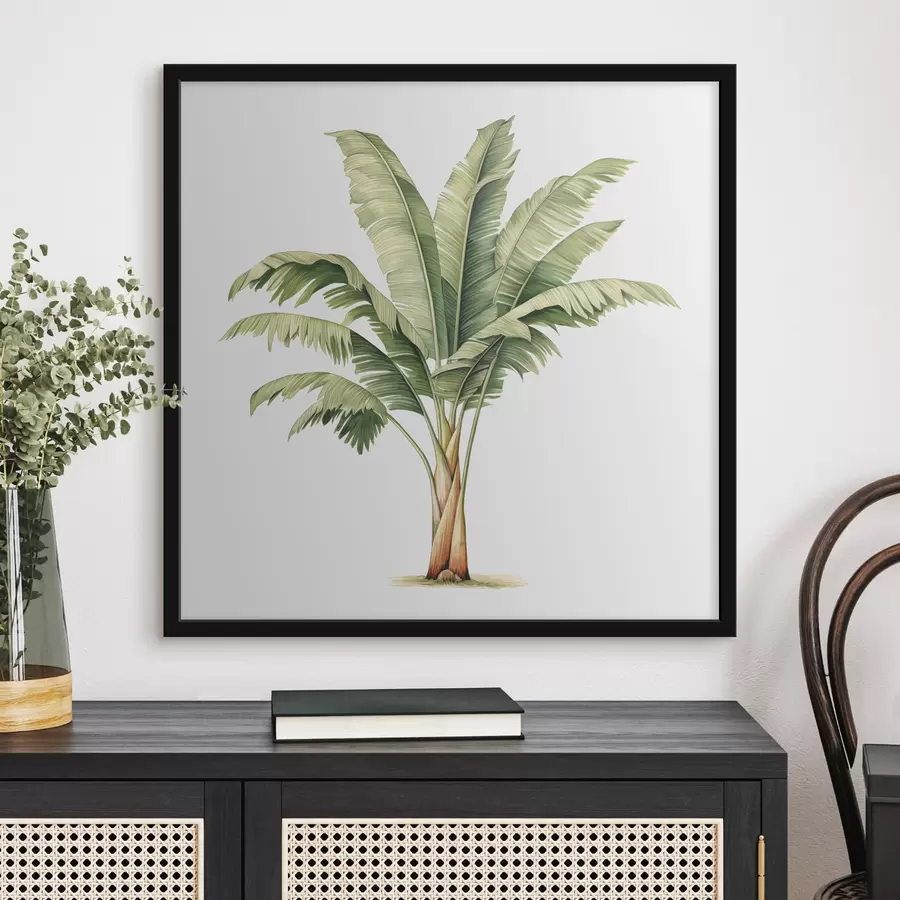 Papier peint photo Illustration minimaliste à l'aquarelle d'un bananier f39562