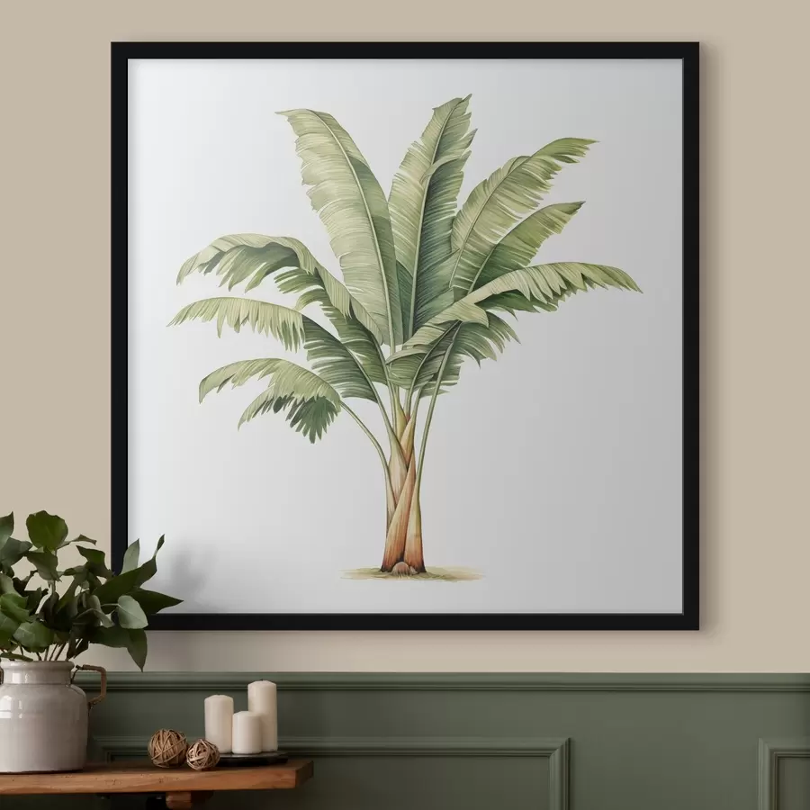 Papier peint photo Illustration minimaliste à l'aquarelle d'un bananier f39562