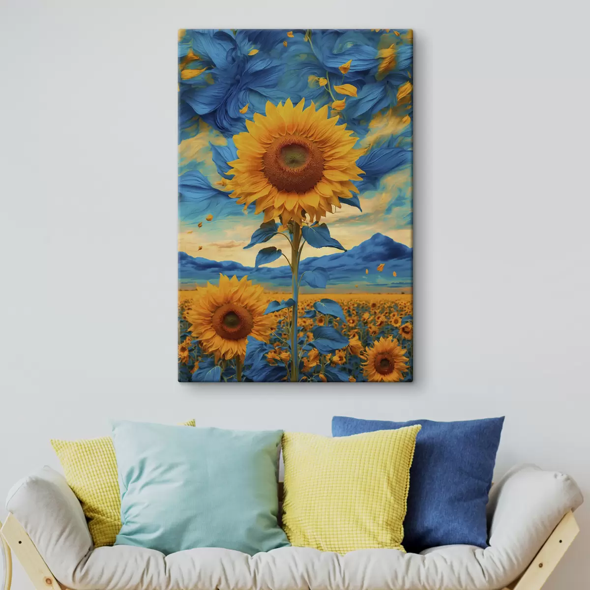  Peintures Champ de tournesols sur ciel abstrait s39367