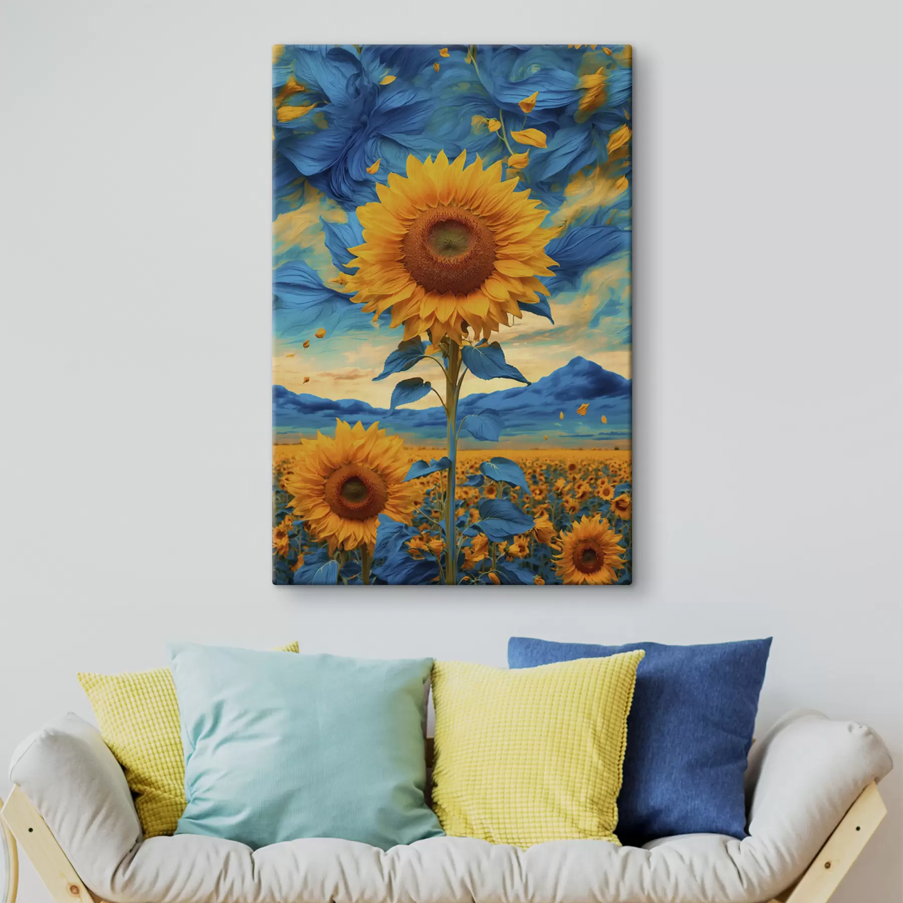 Peintures Champ de tournesols sur ciel abstrait s39367