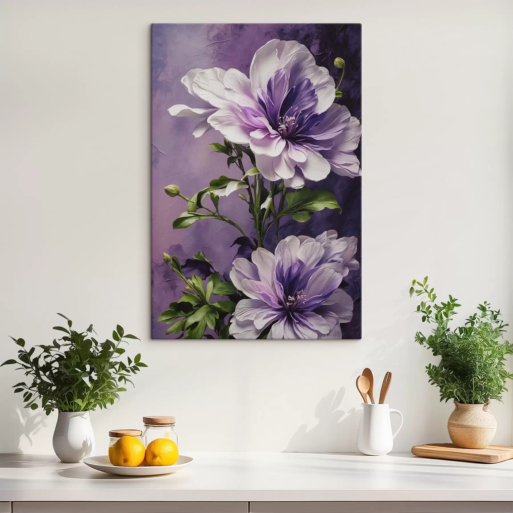 Fotobehang Paarse bloemen op paarse achtergrond s39368