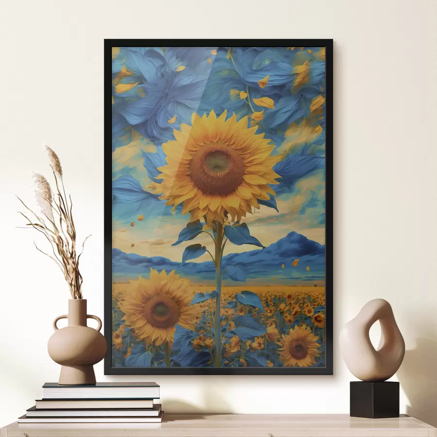 Papier peint photo Champ de tournesols sur ciel abstrait f39367