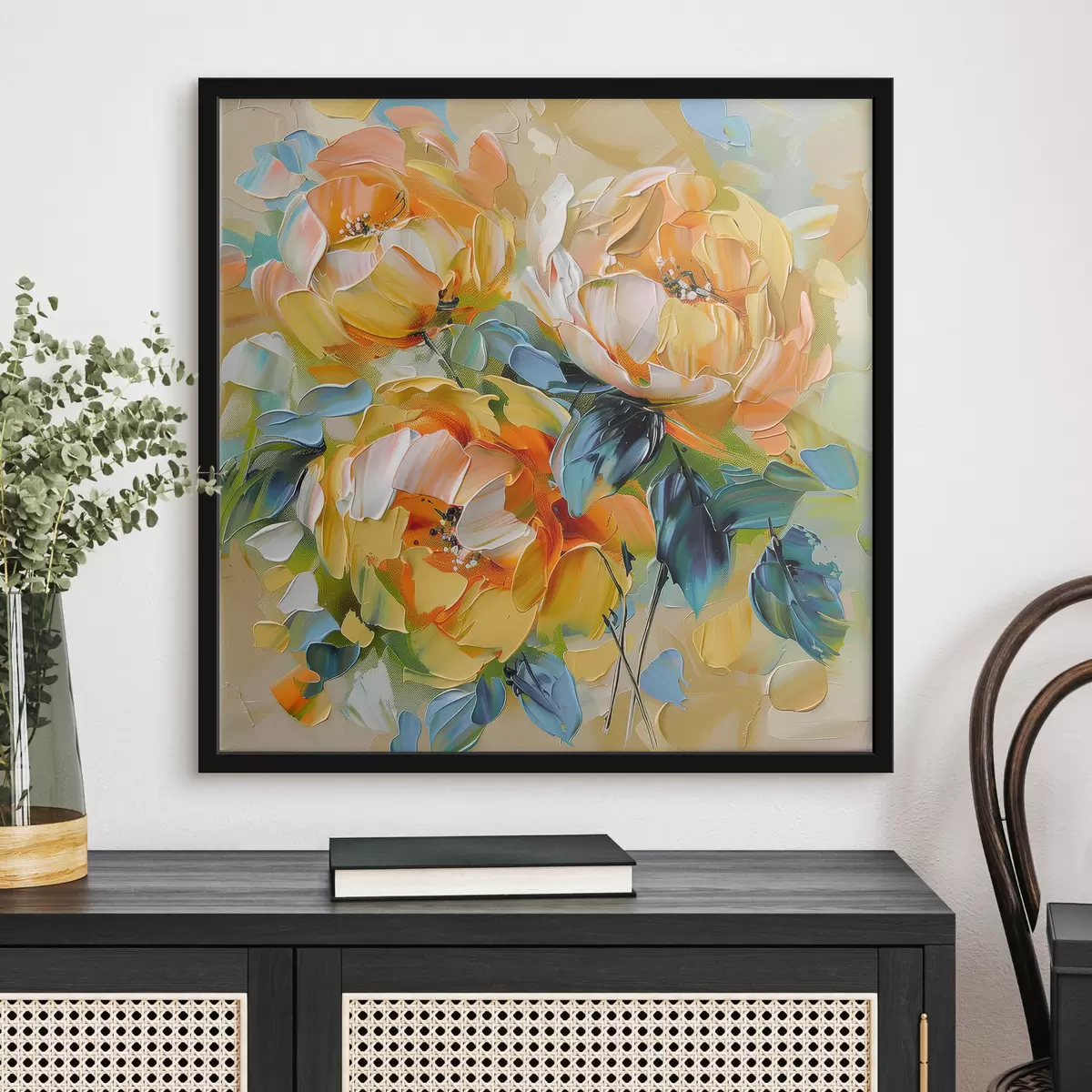 Affiche Fleurs vibrantes avec des textures riches dans une composition abstraite colorée f39460