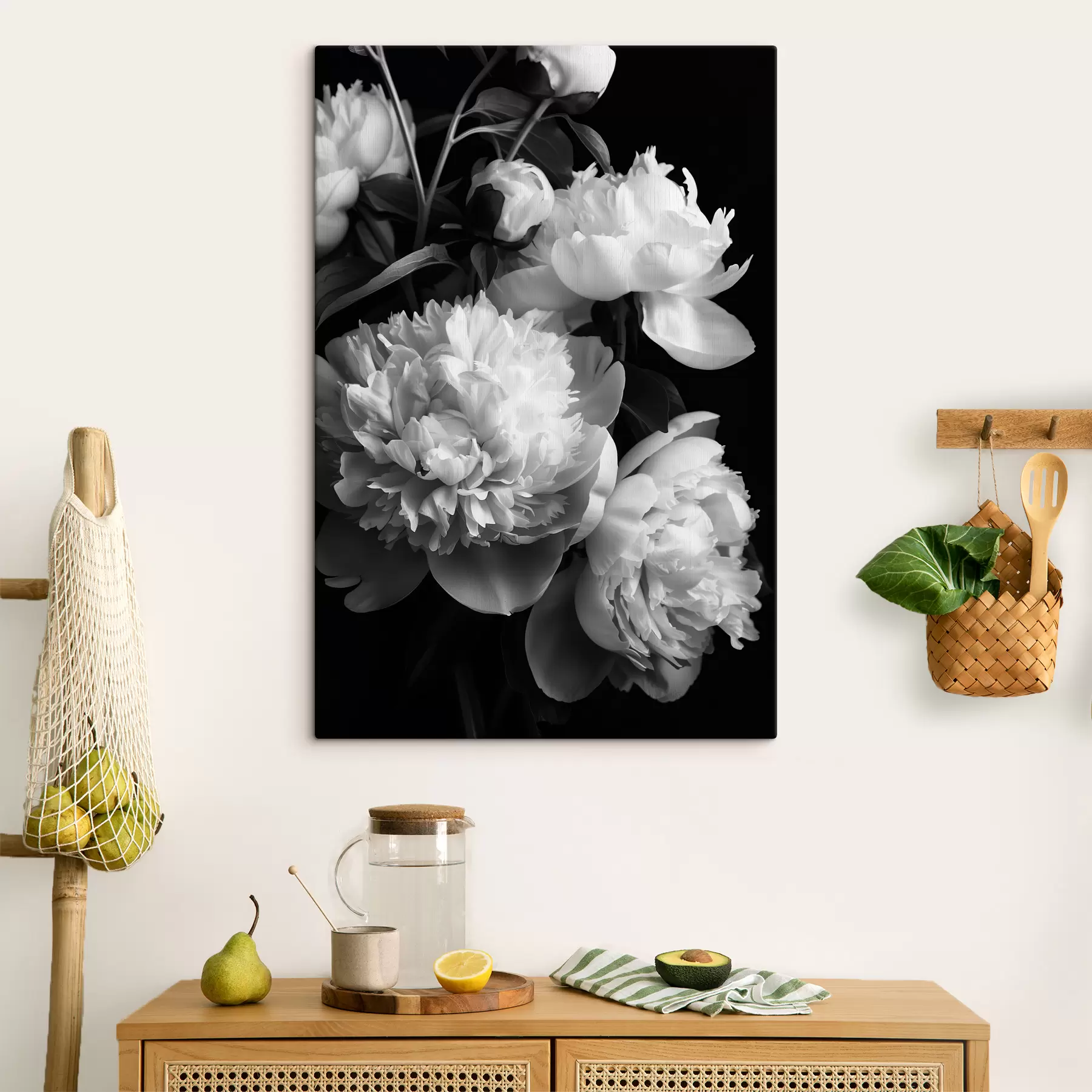 Papier peint photo Pivoines noires et blanches s39547