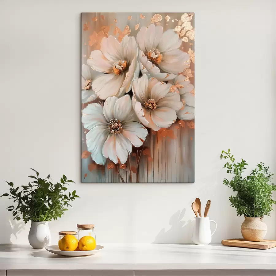  Schilderijen witte bloemen s39551