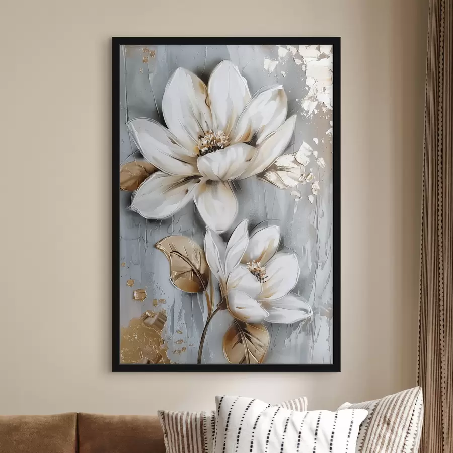 Fotobehang witte bloemen f39545
