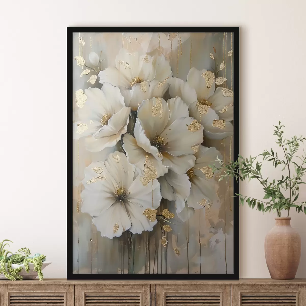 Affiche fleurs blanches f39555