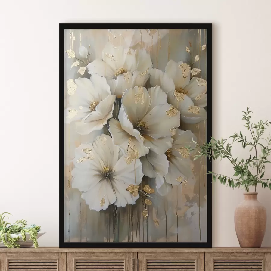 Fotobehang witte bloemen f39555