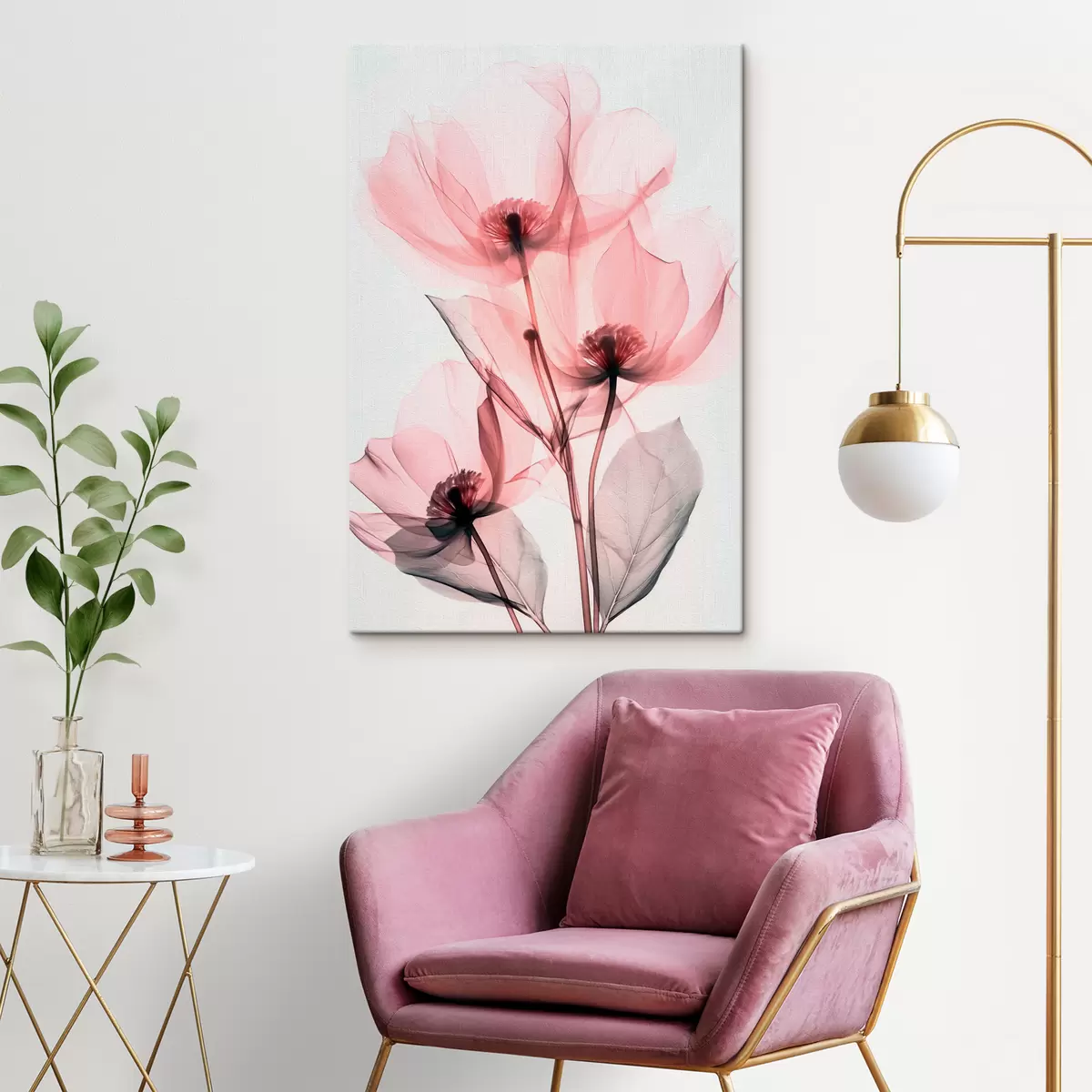  Peintures Fleurs roses transparentes nouvelle tendance s39574