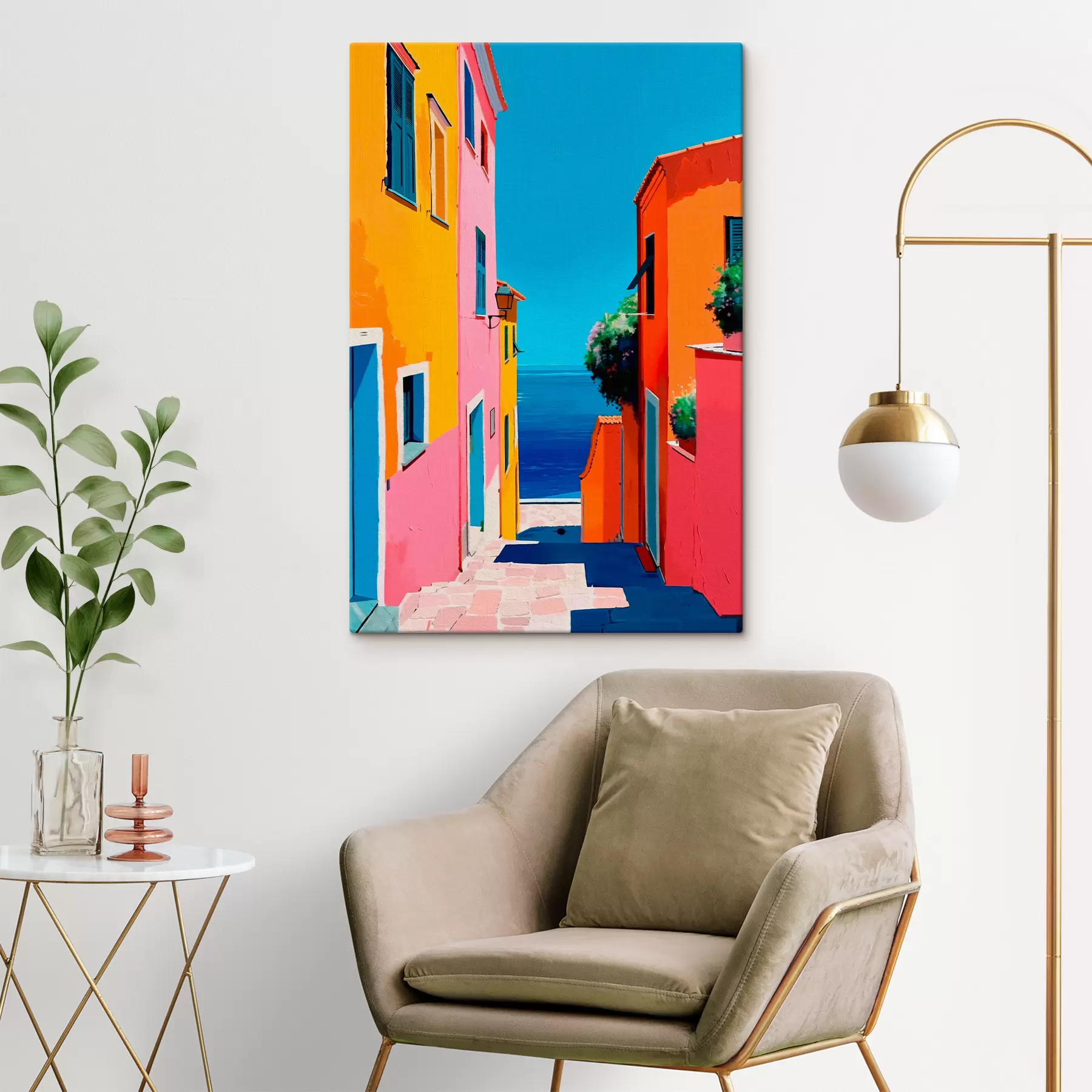 Papier peint photo Vue mer et rue lumineuse s39582