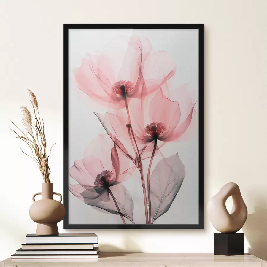 Fotobehang Transparante roze bloemen nieuwe trend f39574