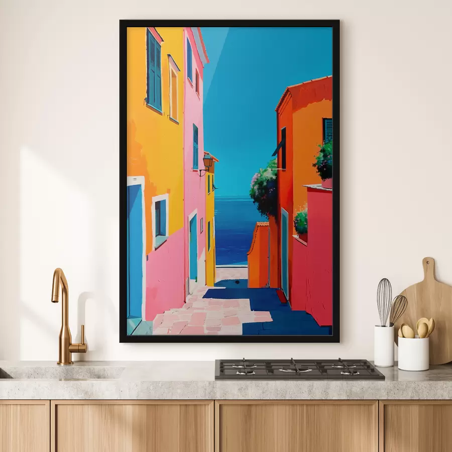 Papier peint photo Vue mer et rue lumineuse f39582