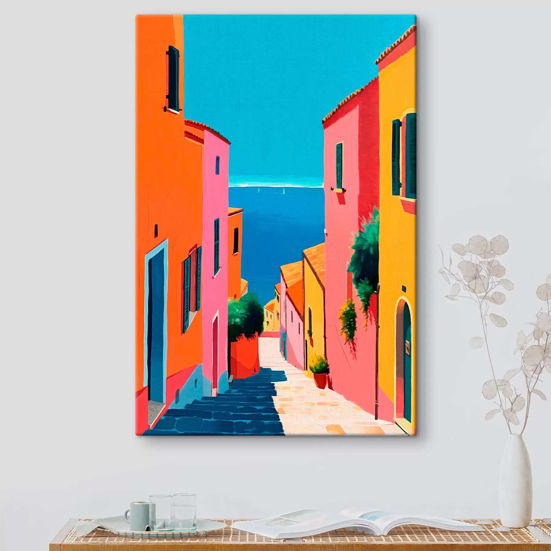 Papier peint photo Vue mer et rue lumineuse s39579