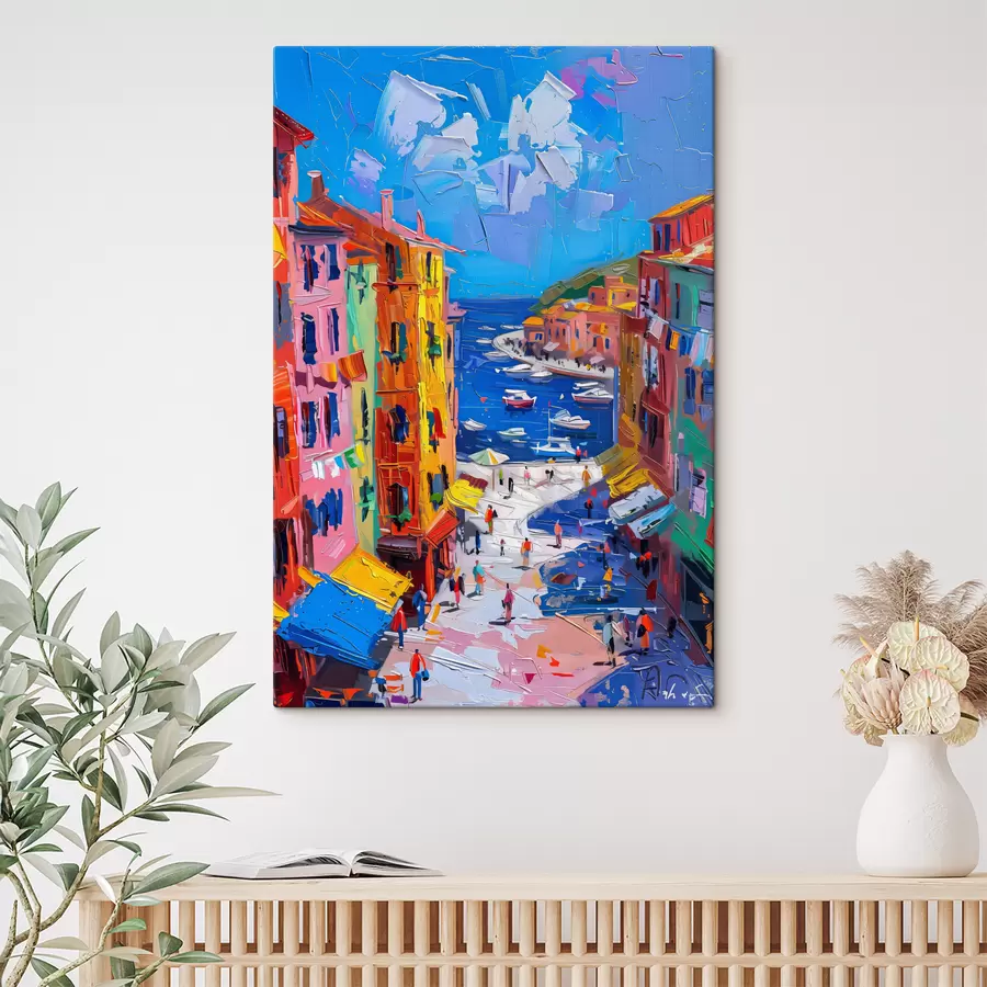  Peintures Village français au crépuscule : une impression à la manière de Van Gogh s39627