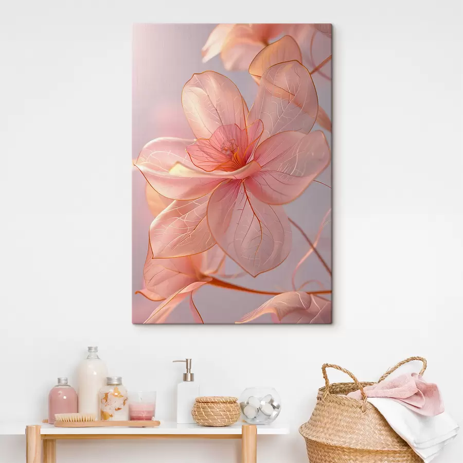  Peintures Fleurs rose tendre aux lignes douces : minimalisme et détails délicats s39632