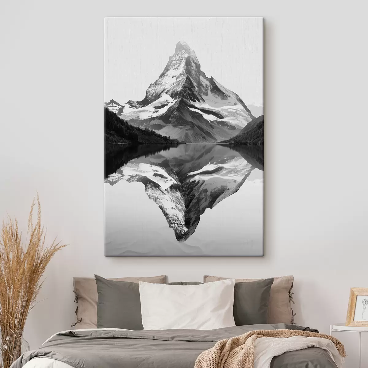  Peintures Photo en noir et blanc d'une montagne dans un style minimaliste s39638