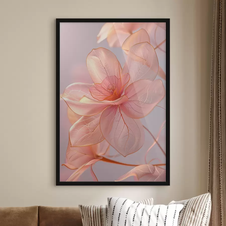 Papier peint photo Fleurs rose tendre aux lignes douces : minimalisme et détails délicats f39632