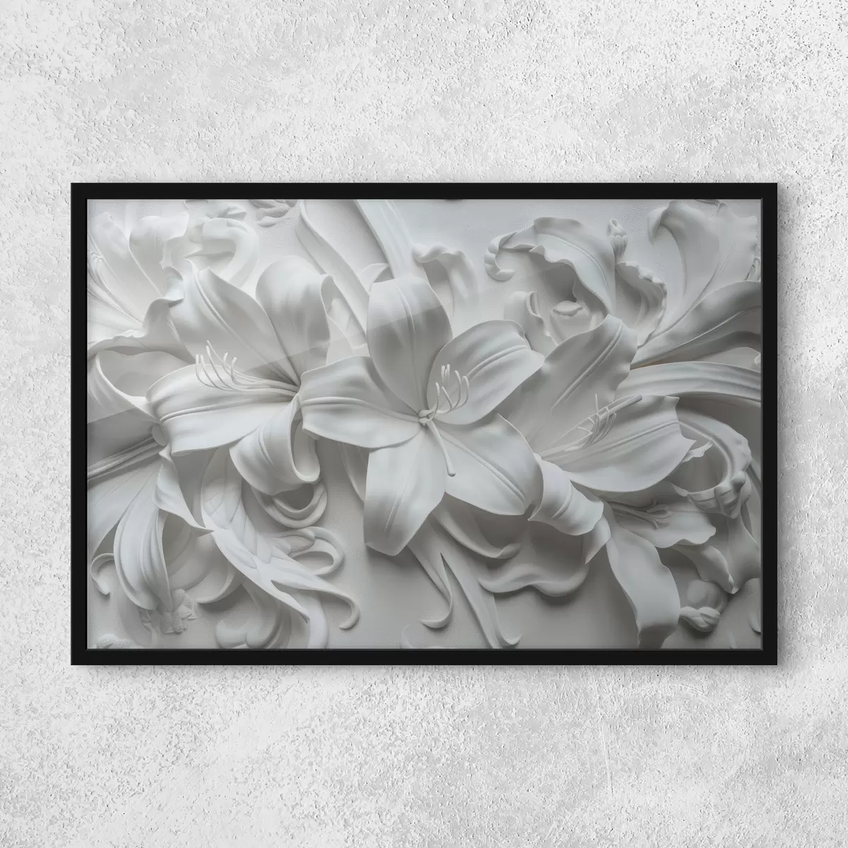 Affiche Relief 3D blanc de lys sculptés f39654