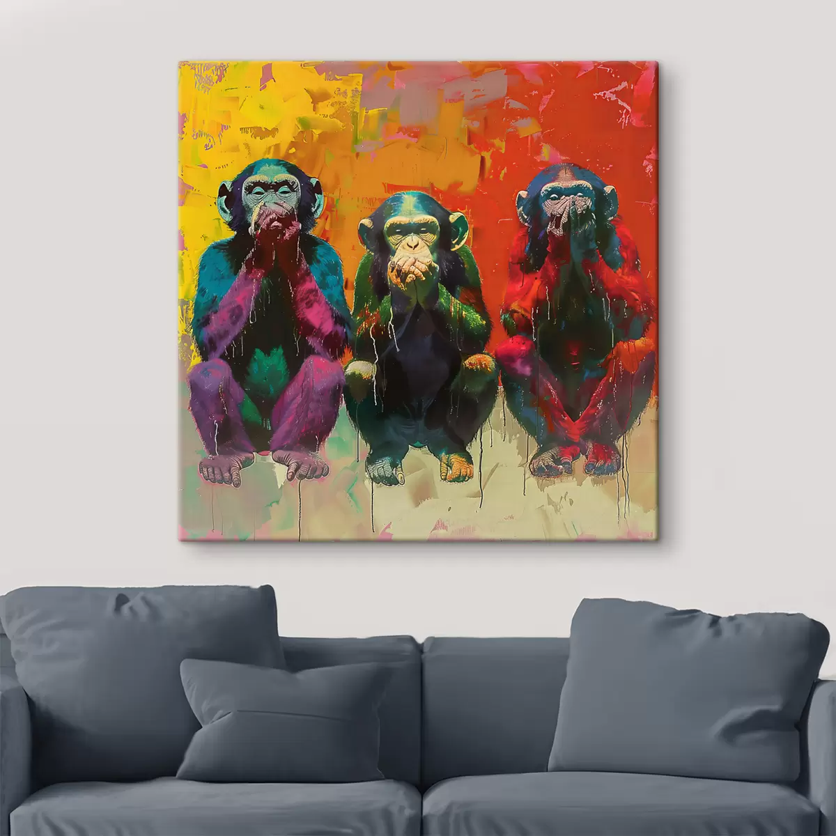  Peintures Trois singes s39689