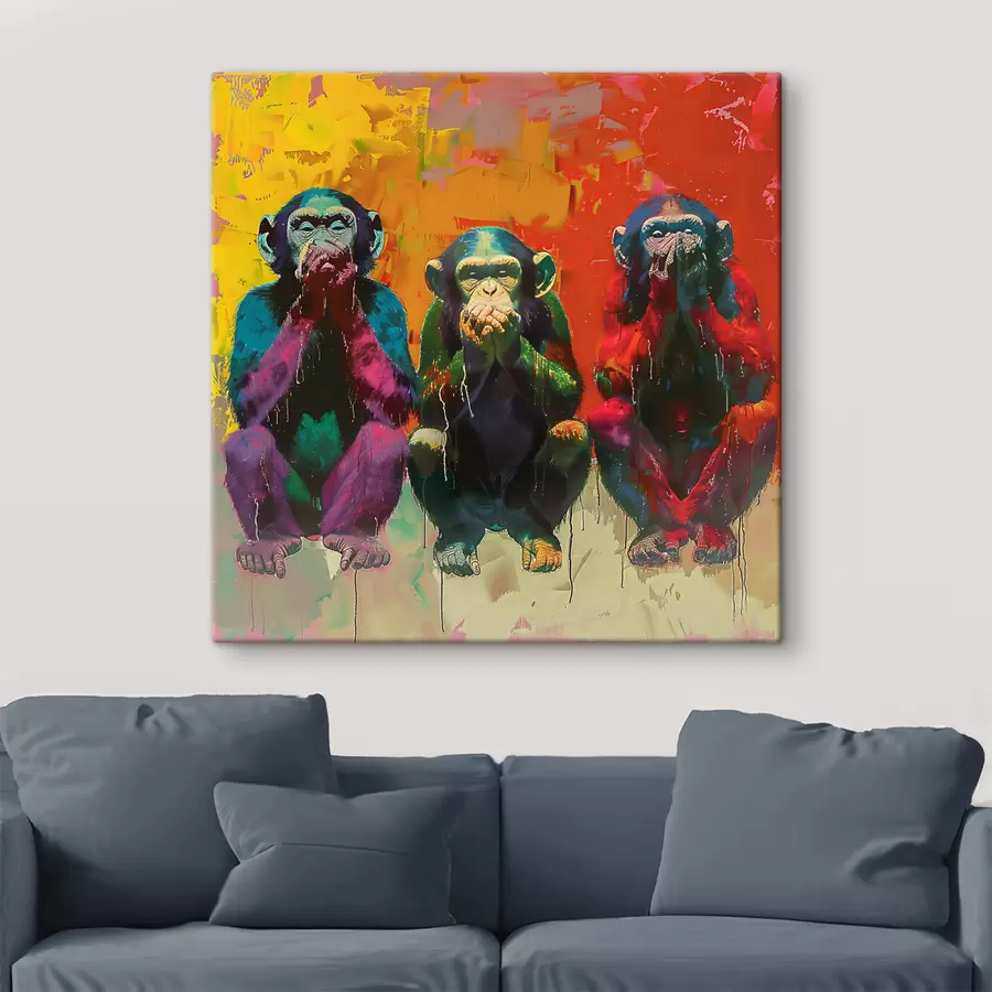  Peintures Trois singes s39689